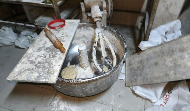 Pide imalatı yapan iş yerinde mide bulandıran görüntüler