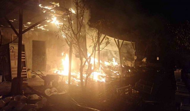 Arı kovanlarının bulunduğu sundurma yapıda yangın