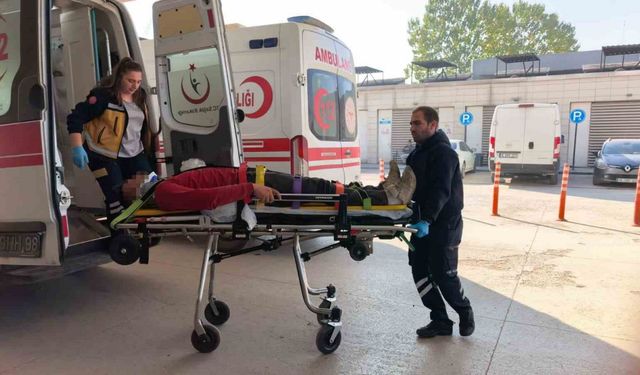 Devrilen tırın sürücüsü yaralandı