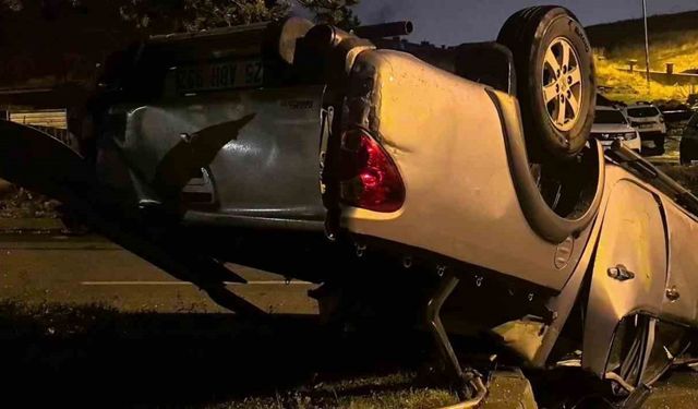 Erzurum’da kamyonet takla attı: 1 yaralı