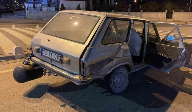 Kazada LPG tankı yerinden çıkan otomobilde gaz kaçağı paniği