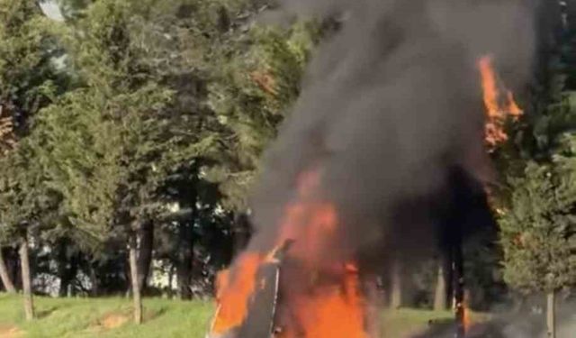Tuzla’da seyir halindeki tır alev alev yandı