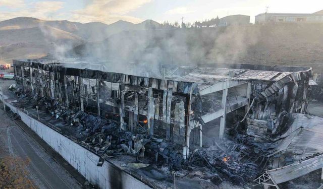 Alev alev yanan kimya fabrikasının son hali havadan görüntülendi