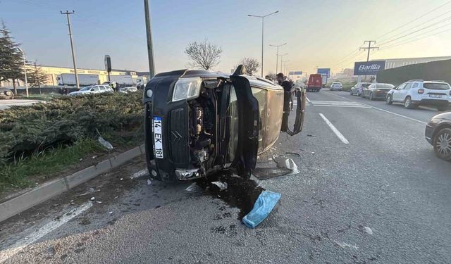 Bolu’da kontrolden çıkan otomobil devrildi: 1 yaralı