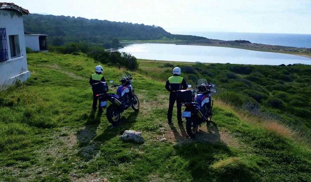 Çanakkale’deki pembe gölün güvenliği jandarma ekiplerinci sağlanıyor