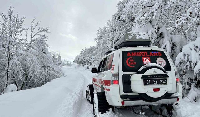 Düzce'de yaşlı hastaya paletli ambulans ulaştı