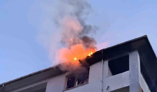 Edirne’de dairede çıkan yangın çatıya  sıçradı