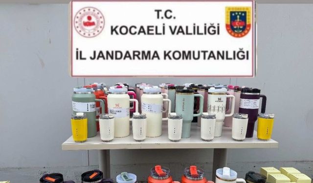 Kocaeli’de piyasa değeri yüksek ünlü markaya ait 100 termos ele geçirildi