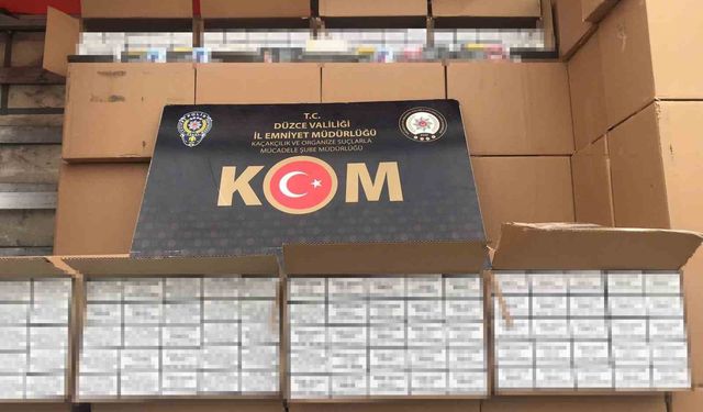 Düzce'de 1 milyon 288 bin 920 adet makaron ele geçirildi
