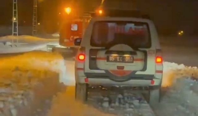 Erciş'te kapanan yollarda hastalara Snowtrack ile ulaşıldı