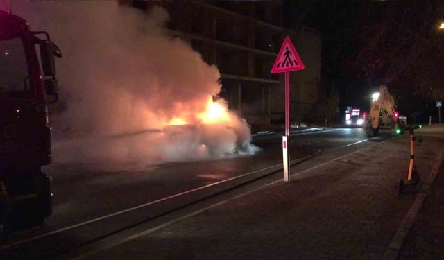Ordu'da seyir halindeki kamyonet çıkan yangında küle döndü