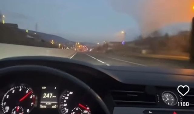 Otoyolda 250 kilometre hız yaptı, o anları paylaşınca yakalandı