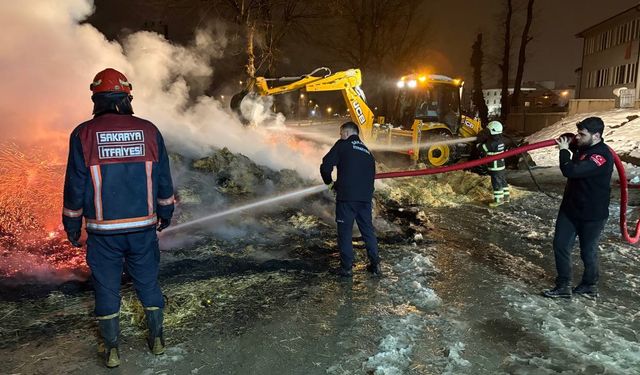 Saman yüklü kamyon alev aldı, uyuyan sürücü facianın eşiğinden döndü