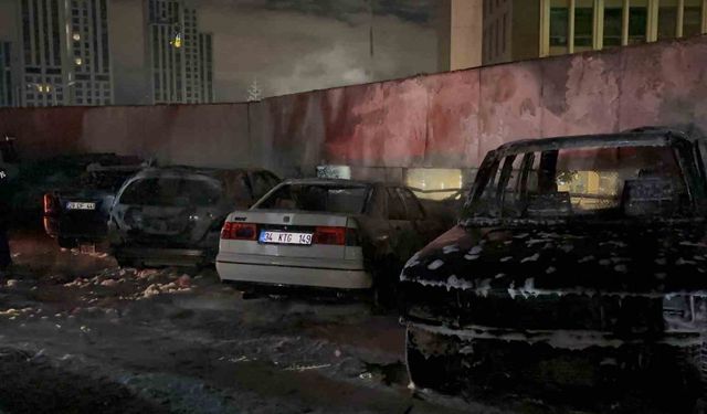 Sarıyer'de park halindeki 5 araç şüpheli bir şekilde alevlere teslim oldu