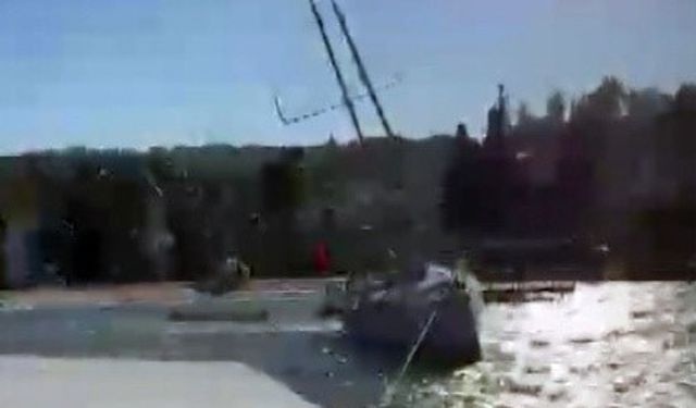 Şiddetli rüzgar yelkenli tekneyi sürükledi