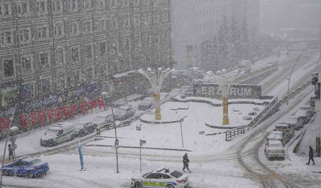 Erzurum'da kar sebebiyle 312 köyün yolu kapalı
