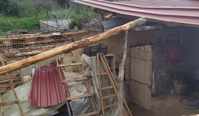 Manisa'da sağanak ve fırtına çatıları uçurdu