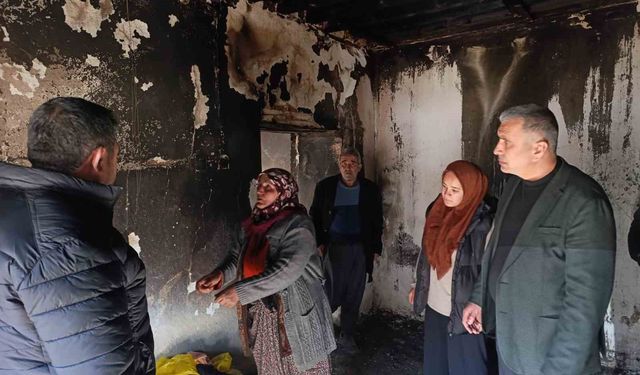 Niğde'de yangın çıkan evde inceleme yapıldı