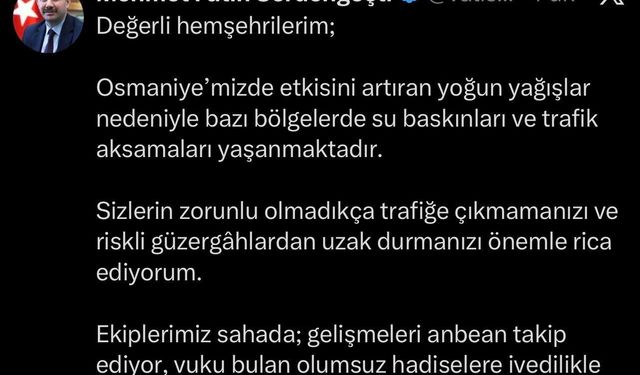 Osmaniye'de şiddetli yağış ve fırtına hayatı olumsuz etkiledi