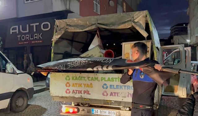 Rize'de kaldırım işgallerine yönelik reklam operasyonu