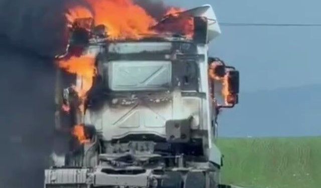 Silopi'de alev alev yanan tır kullanılmaz hale geldi