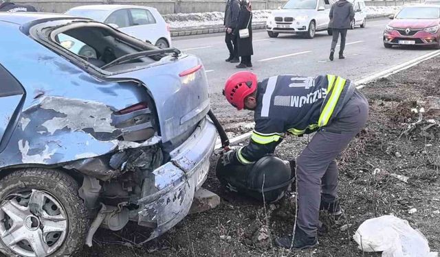 Trafik kazası sonrası araçtan kopan LPG tankı korku dolu anlar yaşattı