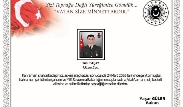 Ağrı'da askeri araç kazası: 1 uzman çavuş şehit oldu