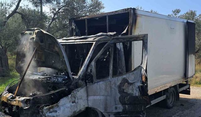 Ayvacık'ta kamyonet yangını