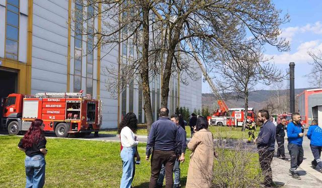 Düzce'de kauçuk fabrikasında baca yangını
