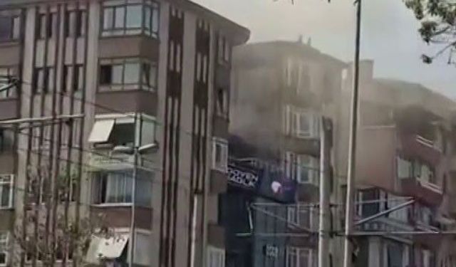 İzmit'te 7 katlı binanın çatısındaki bacadan çıkan yangın korkuttu