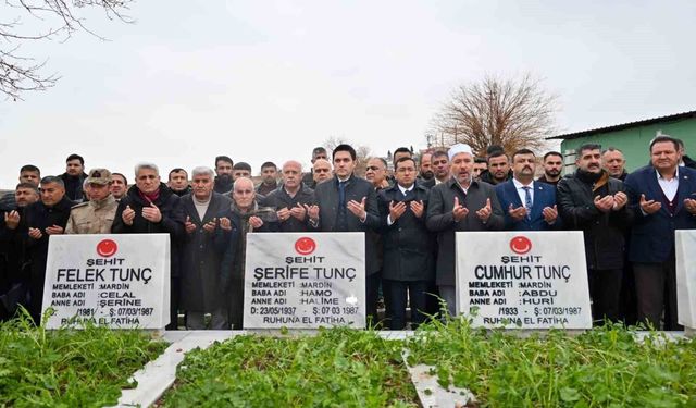 Mardin'de 39 yıl önce terör örgütünün şehit ettiği 8 kişi dualarla anıldı