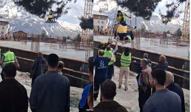 Kafasına pompa borusu düşen işçi yaralandı