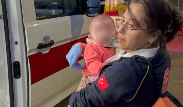 Samsun'da ev yangını: Anne ve 6 aylık bebeği hastanelik oldu