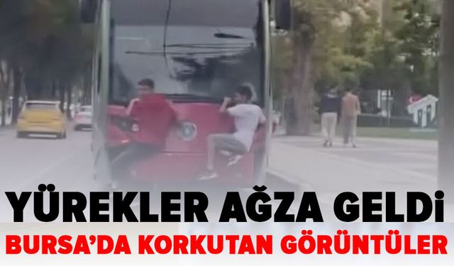 Tramvayın arkasına tutunan çocuklar yürekleri ağza getirdi
