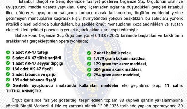 Bingöl merkezli organize suç örgütü operasyonunda 18 tutuklama