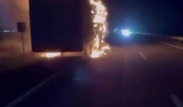 Diyarbakır'da seyir halindeki tır alevlere teslim oldu