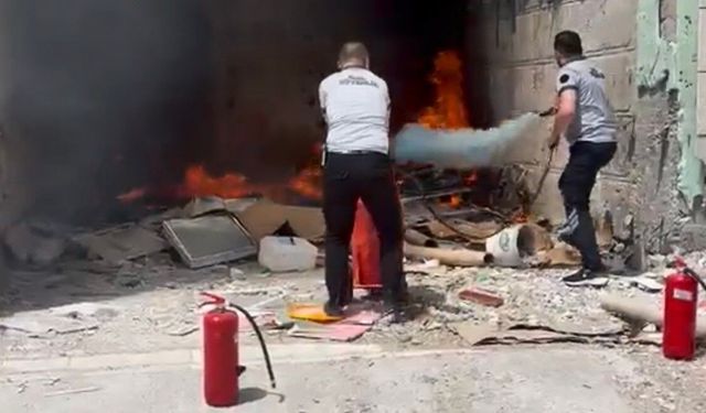 Hastane inşaatında ki yangını güvenlik görevlileri engelledi