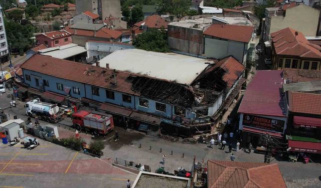 Tarihi çarşıdaki acı bilanço ortaya çıktı: Küle dönen 6 işletme havadan görüntülendi