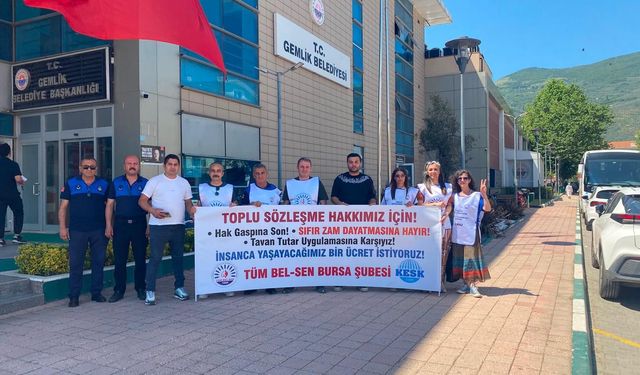 Gemlik Belediyesi önünde toplu sözleşme eylemi: "Kazanılmış haklarımızı istiyoruz"