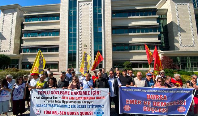 Tüm Bel-Sen’den Büyükşehir önünde toplu sözleşme eylemi