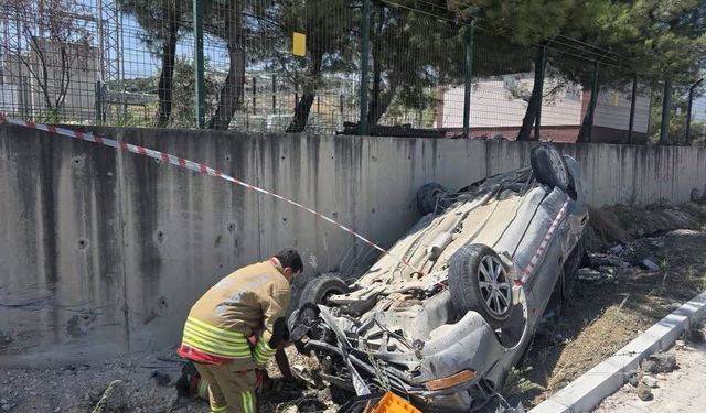 Antakya'da takla atan aracın sürücüsü yaralandı