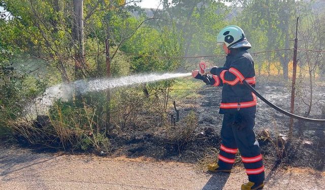 Bahçede çıkan örtü yangını eve sıçramadan söndürüldü