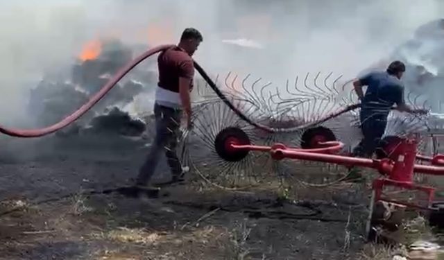 Burdur'da samanlık yangını