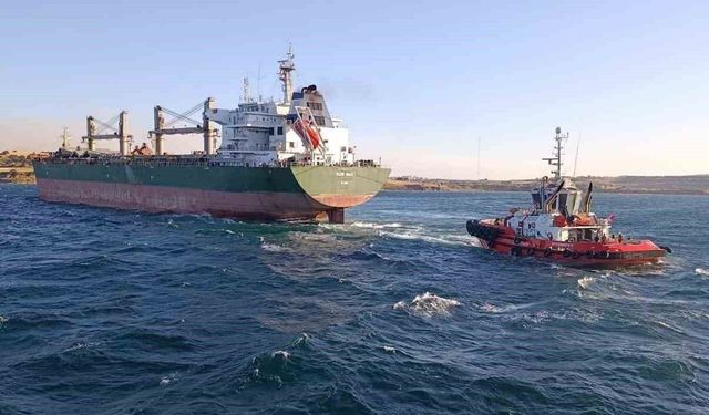 Çanakkale Boğazı'nda dökme yük gemisi karaya oturdu