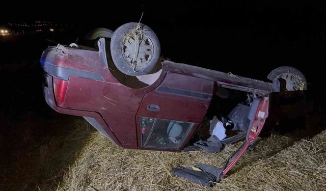 Çanakkale'de kontrolden çıkan otomobil tarlaya uçtu
