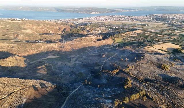 Çanakkale'deki yangında yanan alanlar dron ile görüntülendi