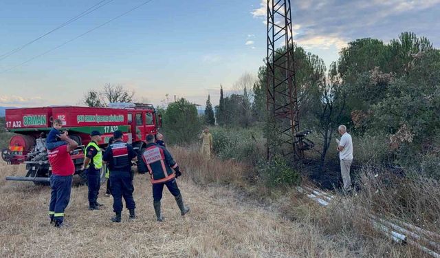 Çan'daki yangın ormana sıçramadan söndürüldü