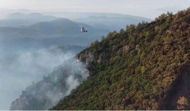 Fethiye'de ekiplerin orman yangını ile ilgili mücadelesi sürüyor