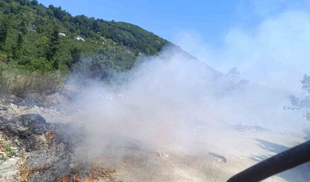 Mollabey yolunda çöplük yangını paniğe neden oldu