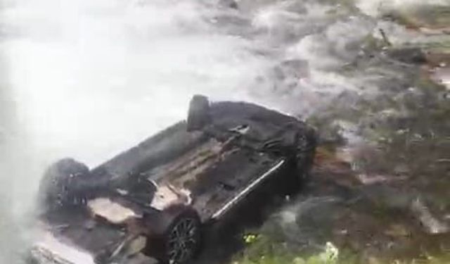 Uzungöl'de araç şelaleye uçtu: 1 yaralı
